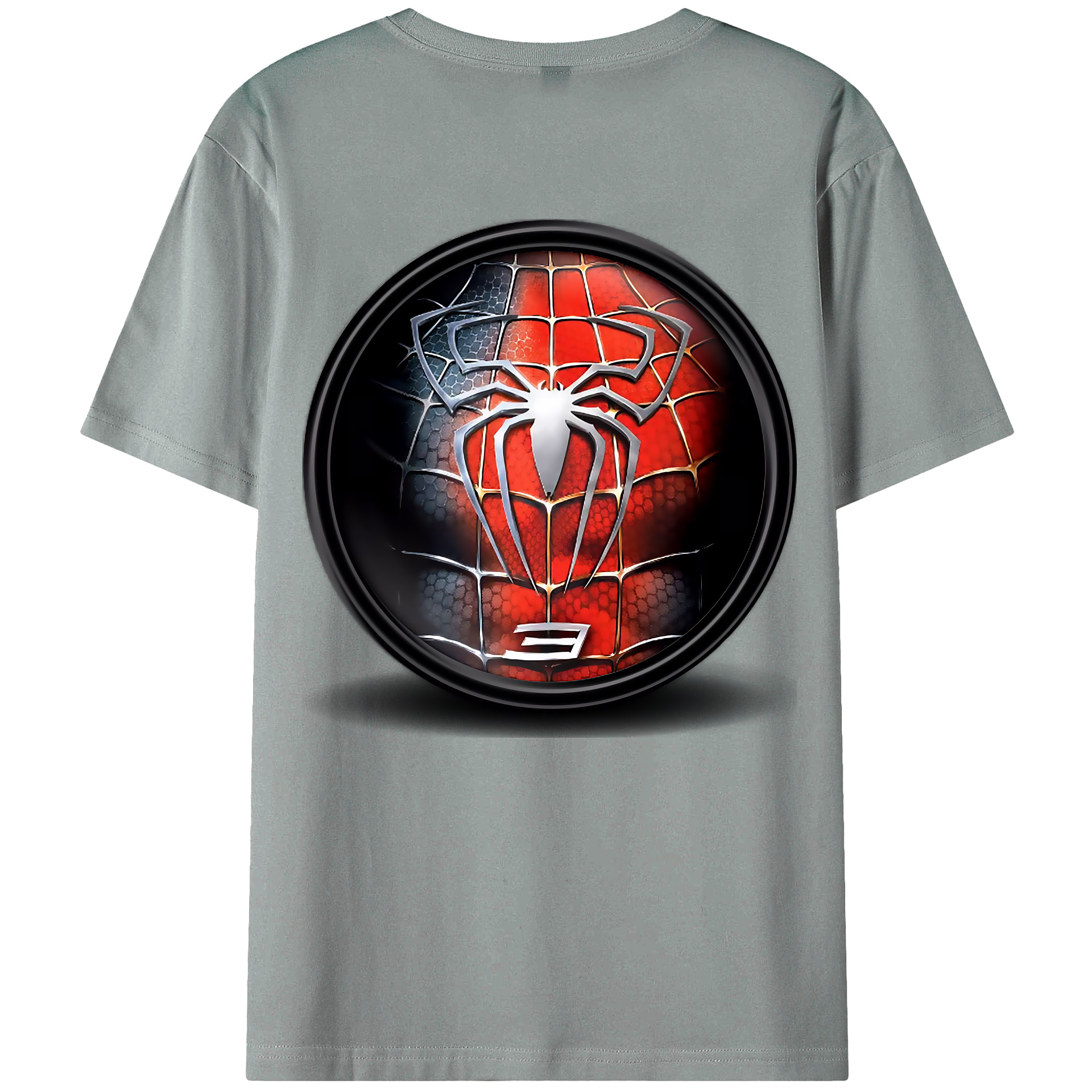 （画像用） Spider Man スパイダーマン 綿100％ メンズ半袖Tシャツ（バックプリント） 通気性